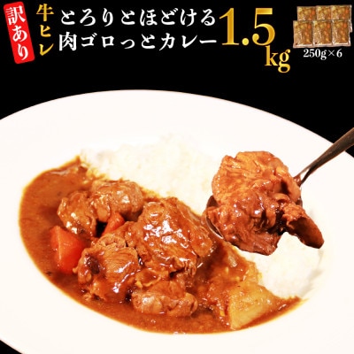 【訳あり】具だくさんやわらか牛ヒレひもカレー6パック　約1.5kg