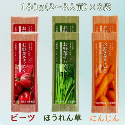 熊本県産野菜の彩り鮮やか　もっちりお野菜そうめん(3種類×2袋)セット