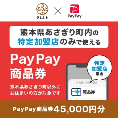 熊本県あさぎり町　PayPay商品券(45,000円分)※地域内の一部の加盟店のみで利用可
