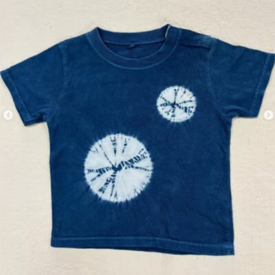 《120cm》三好の藍染　藍染子供服Tシャツ(巻き上げ染め)　綿100%　男の子/女の子人気柄