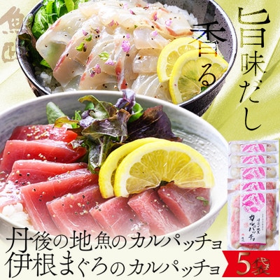 【解凍するだけで贅沢バル】伊根マグロと丹後の地魚 食べ比べ「カルパッチョ」個包装 5食セット