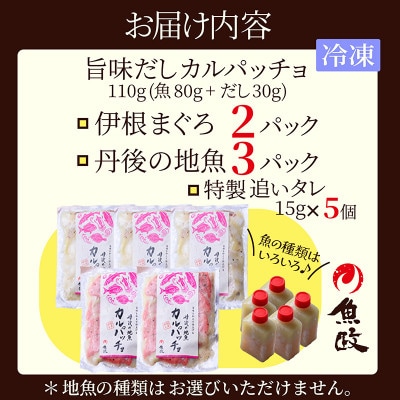 【解凍するだけで贅沢バル】伊根マグロと丹後の地魚 食べ比べ「カルパッチョ」個包装 5食セット