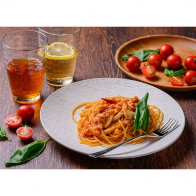 「カニ屋が作る　海のパスタソース」  トマトソース 3袋 + ペペロンチーノソース 3袋　合計6袋
