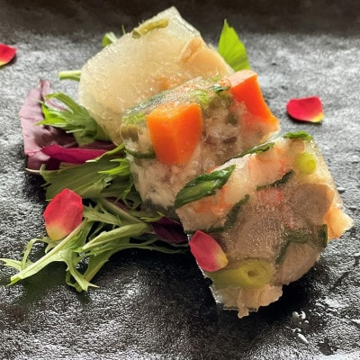 【前菜/パーティー料理】京野菜と魚介のアスピック風3種(各80g)ゼリー寄せ 煮凝り 贈り物にも