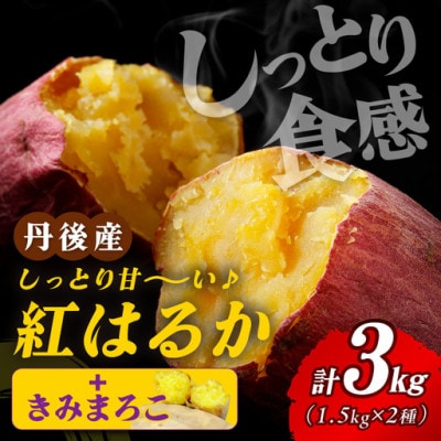 【食べ比べ】紅白 きみまろこと紅はるかのさつまいもセット 3kg 京丹後市の農家直送