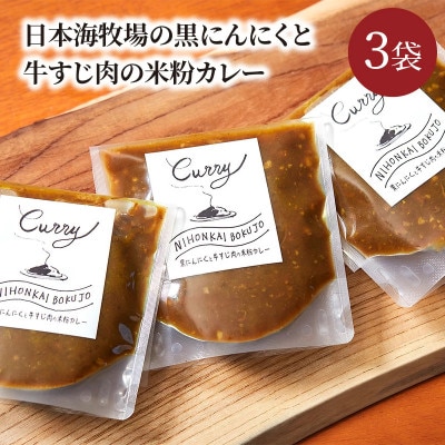 日本海牧場の黒にんにくと牛すじ肉の米粉カレー3袋(1袋　180g)(京丹後市)