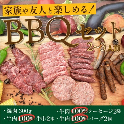 国産牛のBBQセット【焼肉・牛肉バーグ・牛肉ソーセージ・牛串】2～3人前の肉系食材おすすめセットです