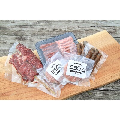 国産牛のBBQセット【焼肉・牛肉バーグ・牛肉ソーセージ・牛串】2～3人前の肉系食材おすすめセットです