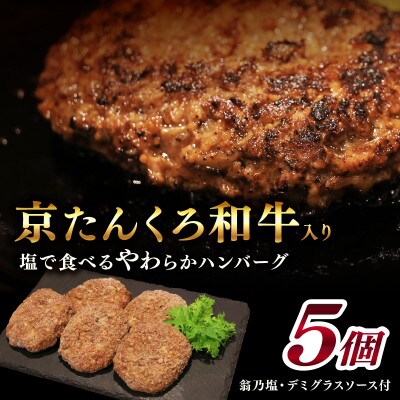 【2025年9月上旬発送】塩で食べる京たんくろ和牛使用やわらかハンバーグ(デミグラスソース付)