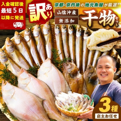 【入金確認後、最短5日以降に出荷】丹後の地元鮮魚店が作った店主お任せ干物詰め合わせセット3種/訳あり