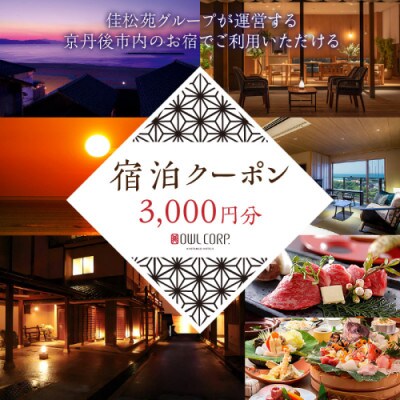 【1】3000円宿泊補助クーポン券/海の京都・京丹後市 佳松苑グループの宿で使える宿泊クーポン