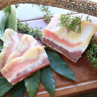 国産パンチェッタブロック(豚バラ肉の塩漬け)400g(約200g×2袋) 1ヵ月間熟成 豚肉