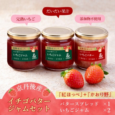京都・京丹後産いちごバター(190g×1)・ジャム(180g×2)セット 3瓶 国産苺を使用し無添加