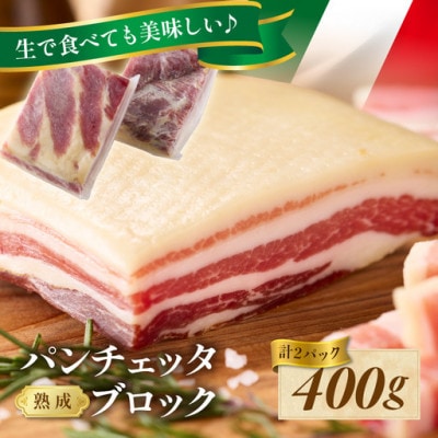 手仕込み熟成パンチェッタ ブロック 400g (約200g×2袋) ～燻製してない生ベーコン～