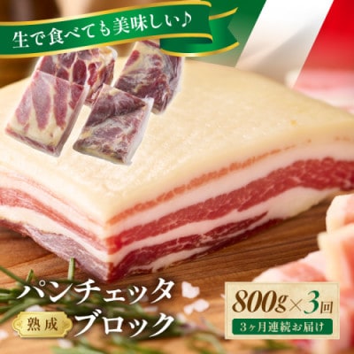【毎月定期便】手仕込み熟成パンチェッタ ブロック 800g(約200g×4袋) 生ベーコン全3回