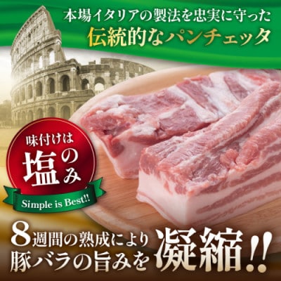 【毎月定期便】手仕込み熟成パンチェッタ ブロック 800g(約200g×4袋) 生ベーコン全3回