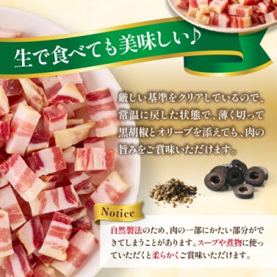 【2ヵ月毎定期便】手仕込み熟成パンチェッタ ブロック 800g(約200g×4袋) 生ベーコン全3回