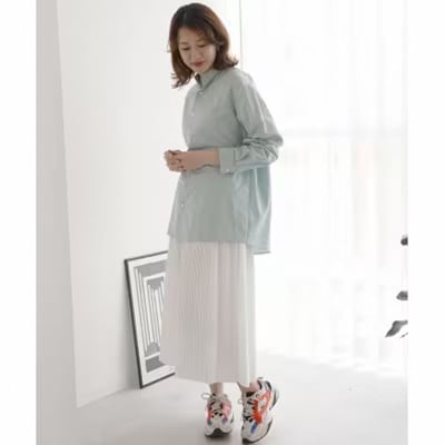 Kinudian 洗えるオフィサーシルクシャツ　サックスブルー
