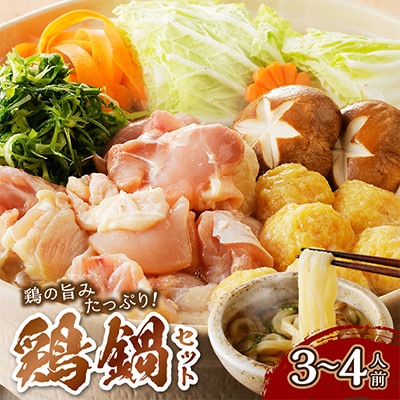 京都・京丹後の若鶏と九条ネギの鶏鍋セット(3人前～4人前)　特製出汁とうどん付きの鍋セット! 冷凍
