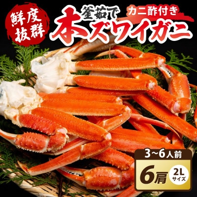 大好評!かに酢付き 厳選!!釜茹で 本ズワイガニ 2Lサイズ6肩 冷蔵便 ずわい蟹足 やわらかい蟹肉