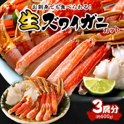 【生食可・蟹しゃぶ】高鮮度!お刺身でも食べられる!カット生ズワイガニ3肩分　冷凍