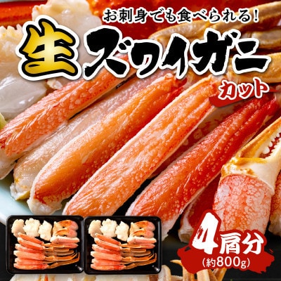 【生食可・蟹しゃぶ】高鮮度!お刺身でも食べられる!カット生ズワイガニ4肩分 冷凍