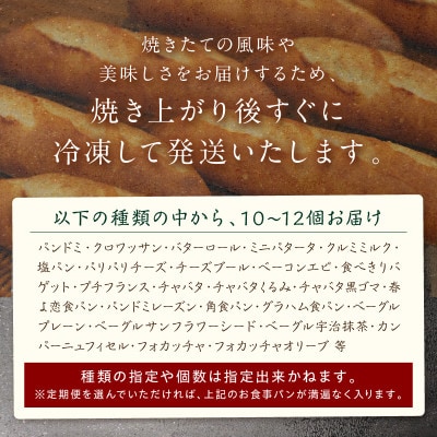 【2ヵ月毎定期便】京都 パン屋 食べ比べ!京丹後のお食事パン詰め合わせ 10～12個 冷凍パン全3回