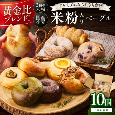 【毎月定期便】京都のパン屋 京都丹後産米粉入りベーグル詰め合わせセット 10個 冷凍全3回