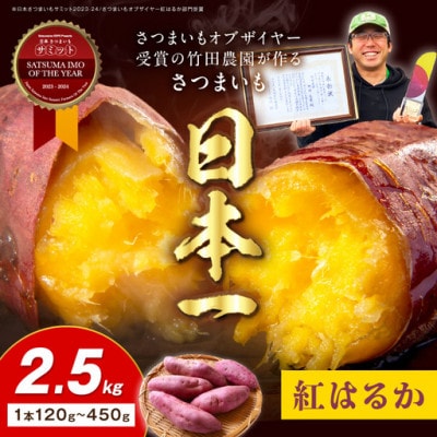 さつまいもオブザイヤー紅はるか部門全国1位 紅はるか 土付き(1本120～450g程度)2.5kg