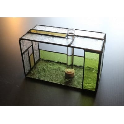 ガラス職人の一輪挿し 『四角BOX花器』 長短の試験管で縦置き横置き両用の花瓶  素敵な方へ贈り物に