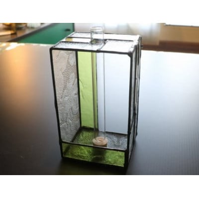 ガラス職人の一輪挿し 『四角BOX花器』 長短の試験管で縦置き横置き両用の花瓶  素敵な方へ贈り物に
