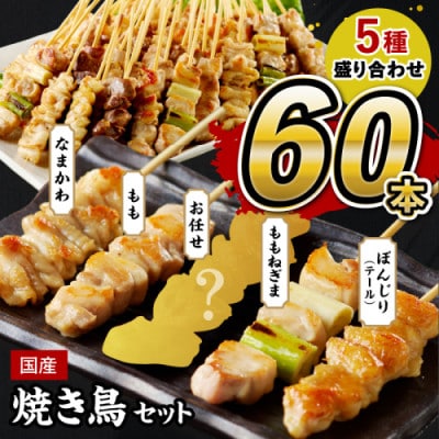 国産焼き鳥セット 5種盛り合わせ60本