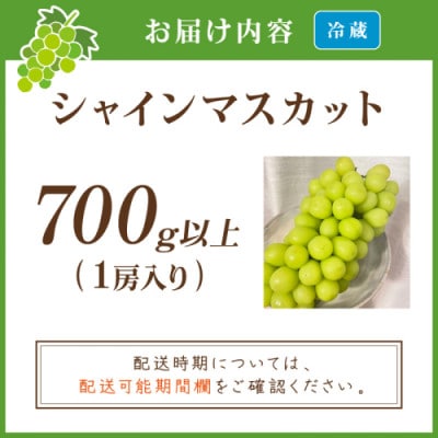 【先行予約/数量限定】シャインマスカット 700g以上(1房入り)2026年9月上旬～順次発送