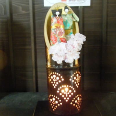 竹明かり雛 1基 ひな祭り プレゼント 玄関飾り