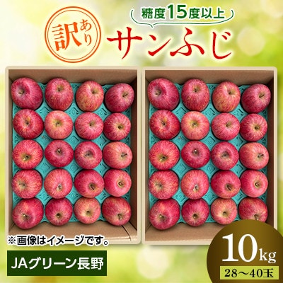 【先行受付】JAグリーン長野　サンふじ　10kg　訳あり家庭用　28～40玉　糖度保障品