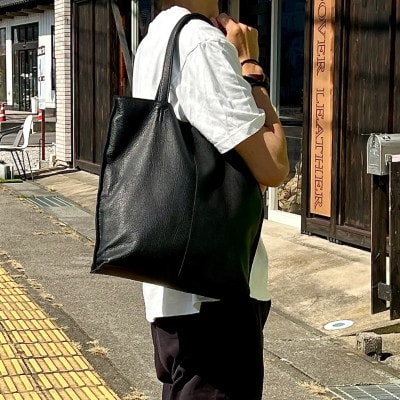 【Groover Leather】トートバッグ:信州鹿革:DTB-100(ブラック)