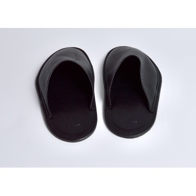 【Groover Leather】信州鹿革　ルームスリッパ　ブラック　L