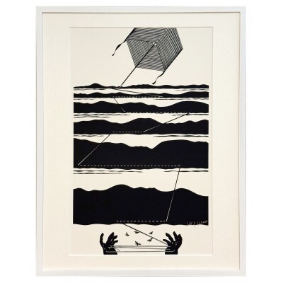 きりえ版画　KITEシリーズ　(糸巻き)