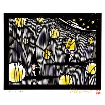 きりえ版画 野の花ぽえむシリーズ ほたる