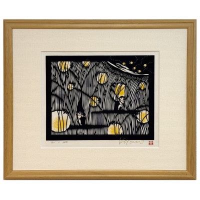 きりえ版画 野の花ぽえむシリーズ ほたる