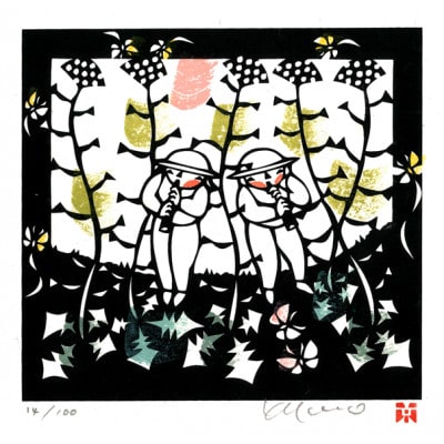 きりえ版画「里シリーズ なずなの里」