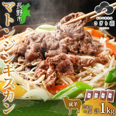 長野県 信州新町 不動温泉 さぎり荘 謹製 マトン ジンギスカン 250g×4袋 計1kg