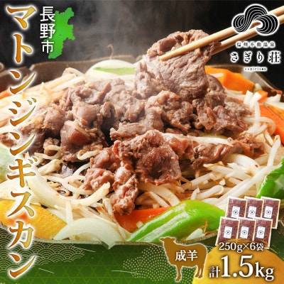 長野県 信州新町 不動温泉 さぎり荘 謹製 マトン ジンギスカン 250g×6袋 計1.5kg