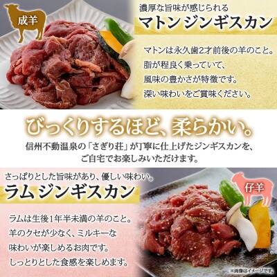 長野県 さぎり荘 ジンギスカン3種食べ比べセット 各250g×1袋 特製ソーセージ 3本 計194g