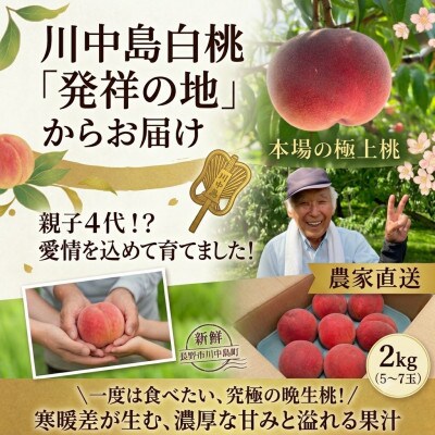 川中島産　川中島白桃　2kg(5～7玉)