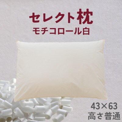 セレクト枕 モチコロール白 標準タイプ 高さ普通(43×63cm)