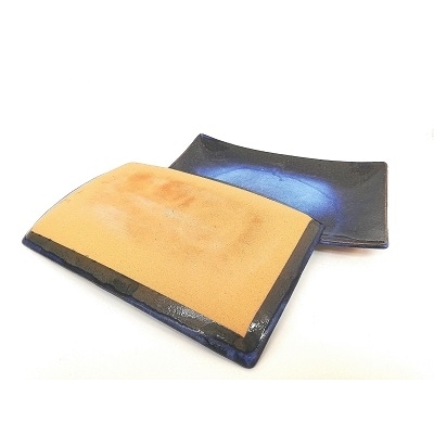 大谷焼 【藍-indigo-】角皿2枚組(大西陶器)