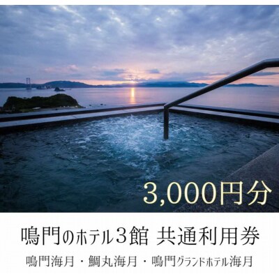 鳴門のホテル3館(鳴門海月・鯛丸海月・鳴門グランドホテル海月)共通利用券(3,000円分)