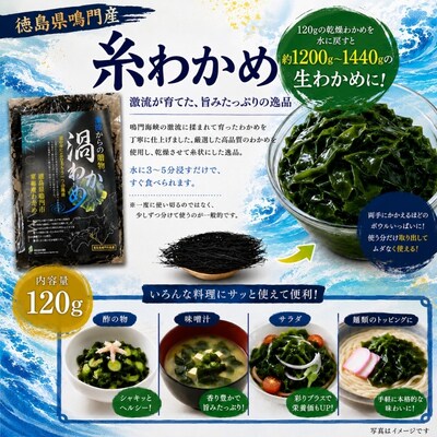 鳴門市里浦産乾燥糸わかめ　120g　(株)貴彩