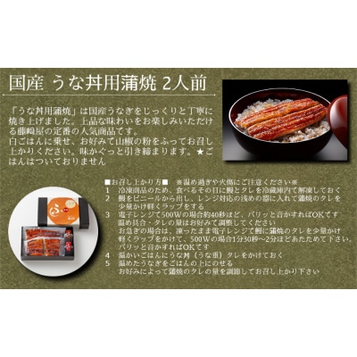 国産 うな丼用 蒲焼 2人前 【藤崎屋】